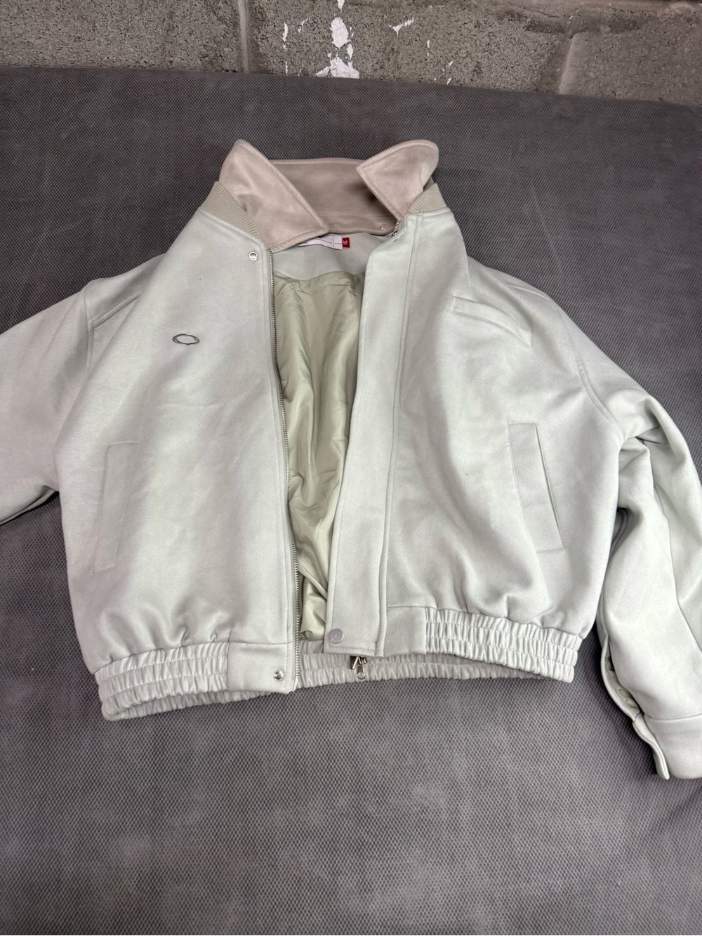 Women's Light Beige Bomber Jacket with removable neck